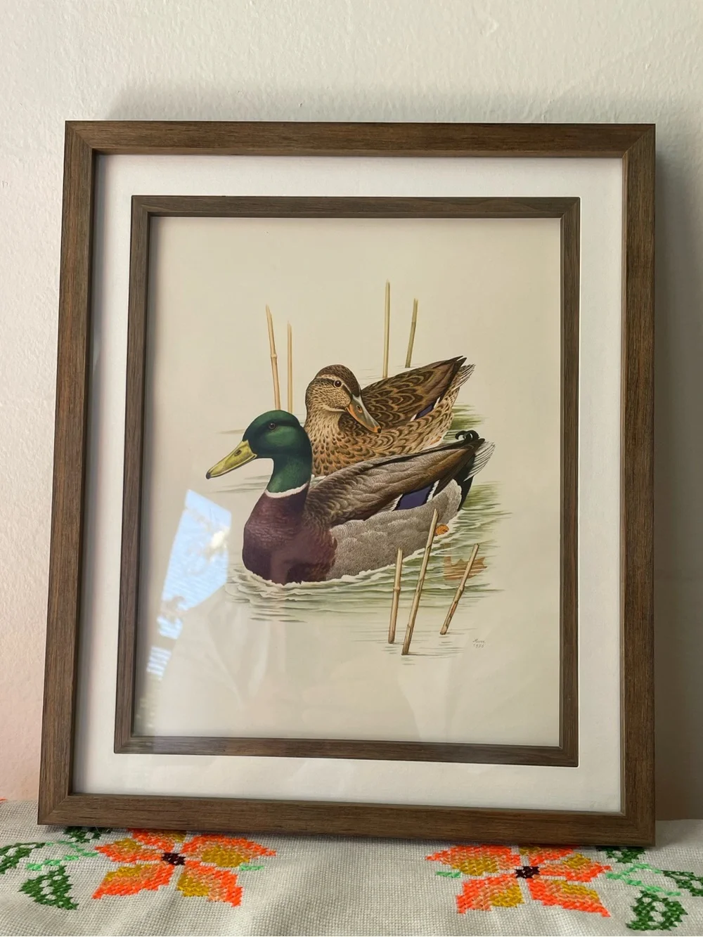 Vintage Ducks Print in Wood Frame with Mat